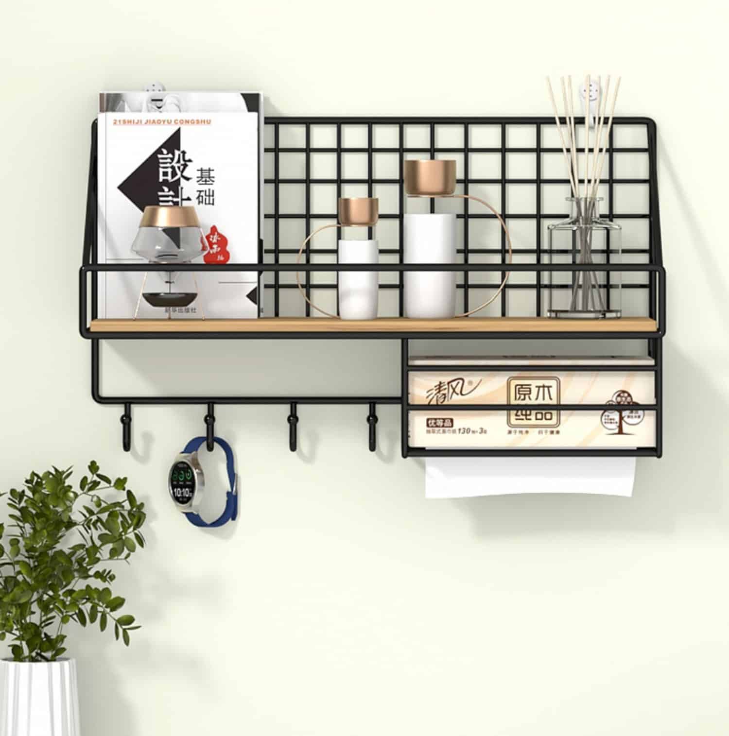 Wall Mounted Storage Shelf – Multi-Functional Organizer Rack for Books, Cosmetics, Keys & Home Decor