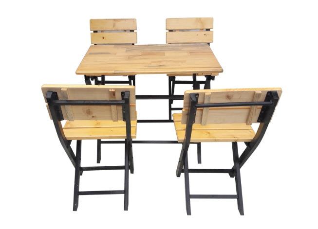 Dining Table and Chair Set with Wooden Top & Metal Frame – Hotpot & BBQ Restaurant Furniture