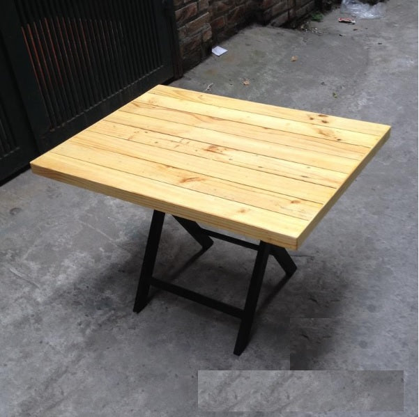 Folding Dining Table with Wooden Top and Metal Legs – Space-Saving Restaurant & Cafe Furniture