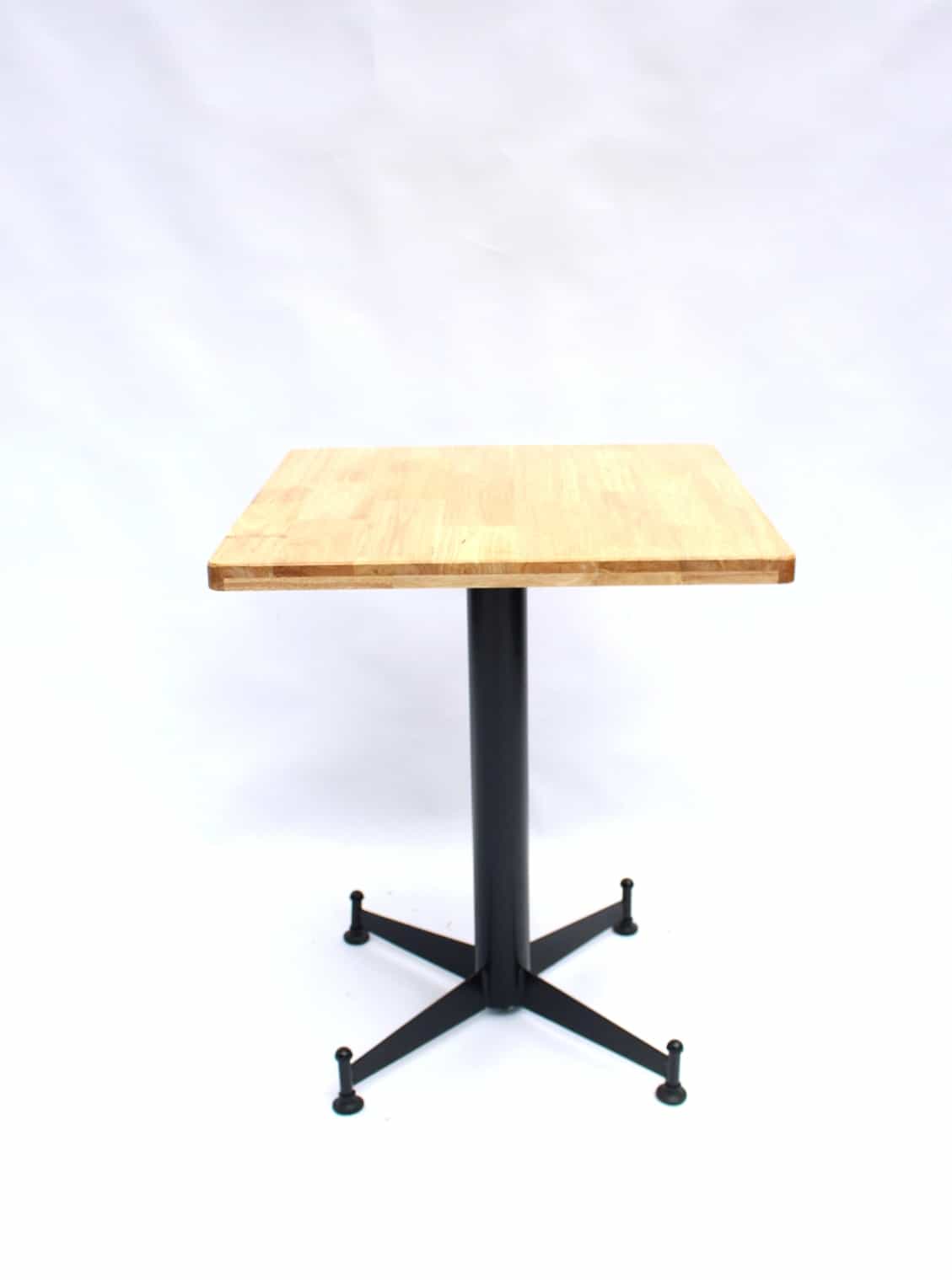 Square Wooden Restaurant Dining Table – Modern Café & Bistro Table with Metal Base