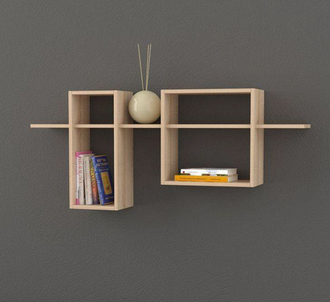 DIY Wall Mounted Wooden Bookshelf | Decorative Floating Storage Rack for Books & Home Decor