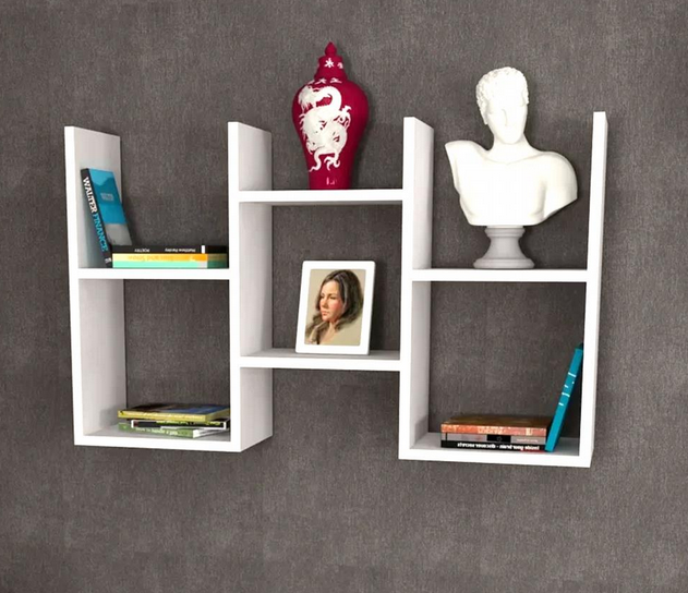 Wall Mounted Wooden U-Shaped Bookshelf | Floating Storage Shelf for Students & Home