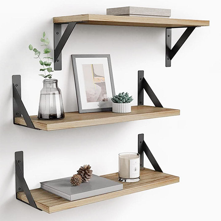 Wooden Wall Mounted Shelf – Minimalist Floating Wall Shelf for Books, Plants, Frames & Modern Home Decor